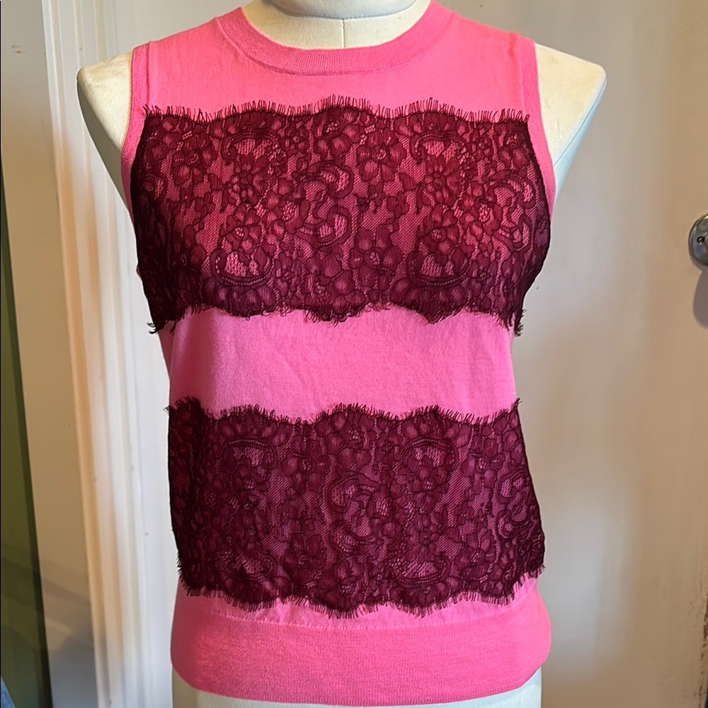 Pink Lace Sleeveless Top